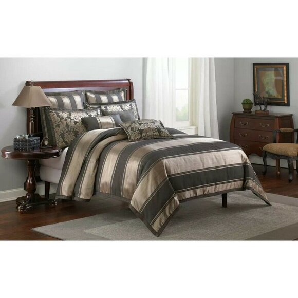 Veratex Hollister Stripe Standard Sham Floral Damask Polyester Pillowcase - Picture 4 of 4